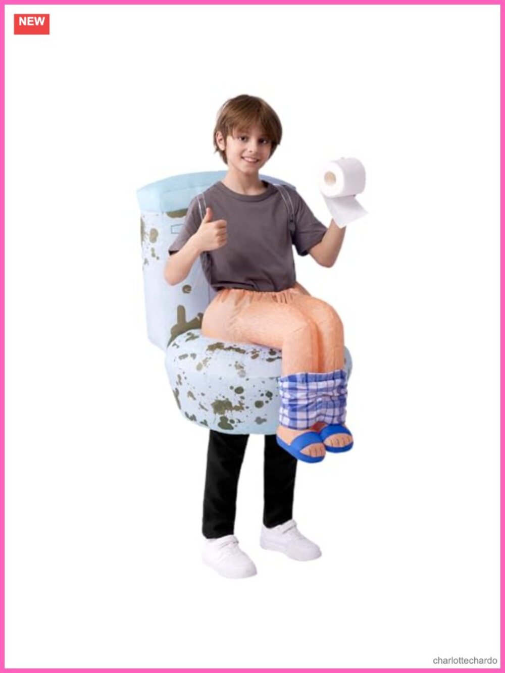 Kids Halloween Inflatable Toilet Costume Funny Blow Up Suit Party
